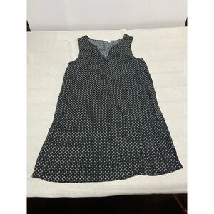 Gap Midi Shift Dress Black Tan Print Sleeveless V-neck Women's Size Large Rayon